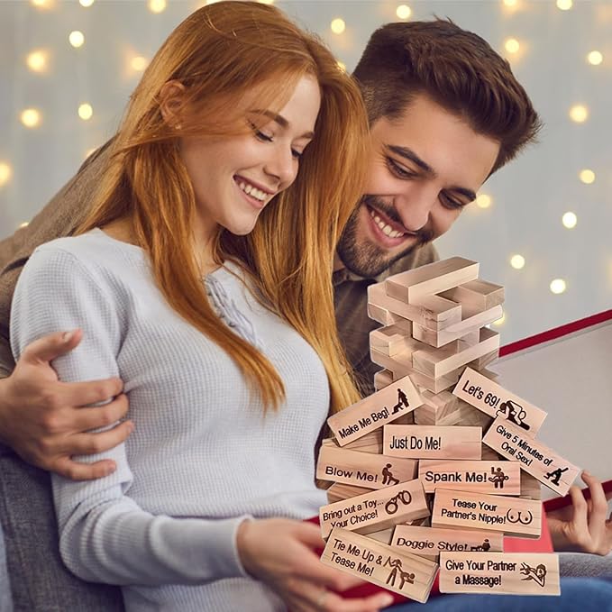 Lust Tower-48Pcs Super Naughty Block Tower Game,Valentine Tumbling Tower Stacking Blocks Game