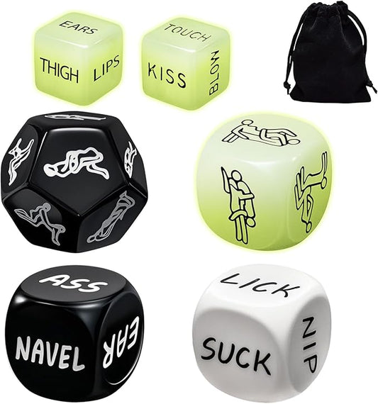 Positions Sex Game Sex Dice，Couple Toys for Couples Romantic Naughty Set Date Night Glow in The Dark Positon Dice for Anniversary Wedding Gift（6pc）