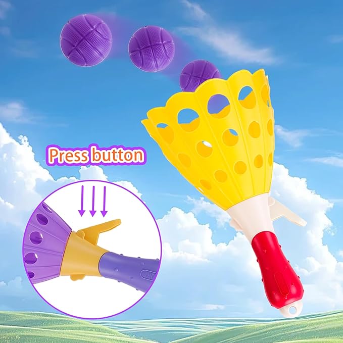 Outdoor Indoor Game Activities for Kids with 2 Catch Launcher Baskets and 10 Balls, Lawn Campground Beach Christmas Party Toys for Kids Age 5 6 7 8 9 10+ and Adult