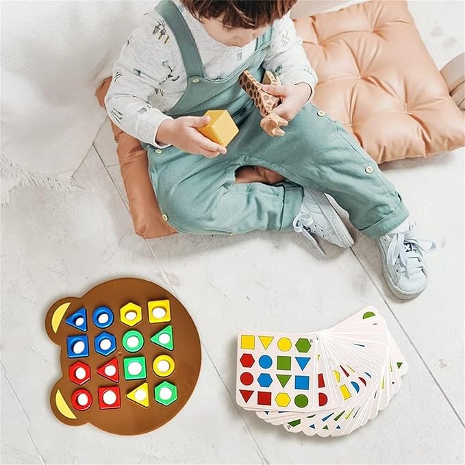 Shape Matching Game, Hailoyearn Shape Matching Game, Geometric Shape Quick Matching Board Game, Cute Bear Shaped Checkerboard Interactive Board Games for Two Players