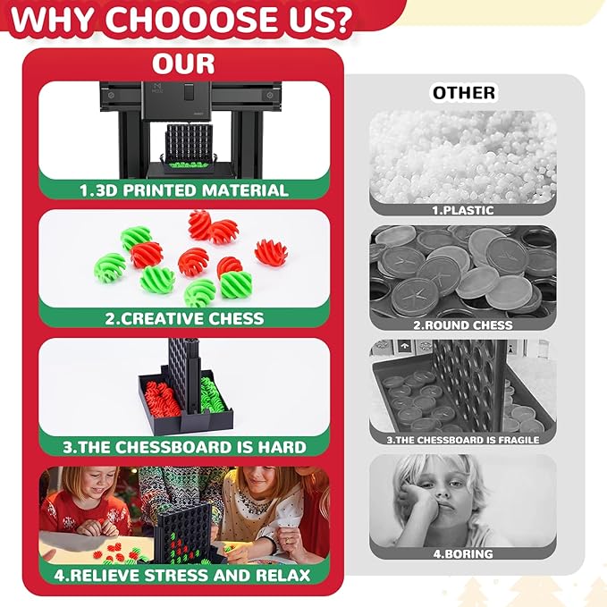 3D Printed 4 in a Row Game, 7inch Spiral Connect Game, Classic Strategy Board Game for 2 Player, Four in a Row Game for Stress Relief Toy, Travel Game for Ages 6 Up