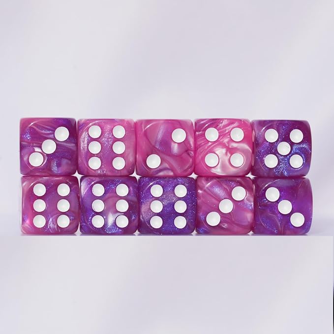 10 PC D6 dice 16mm Acrylic Dice Set for RPG MTG DND Dice Table Games and Board Games (Pink + Blue)