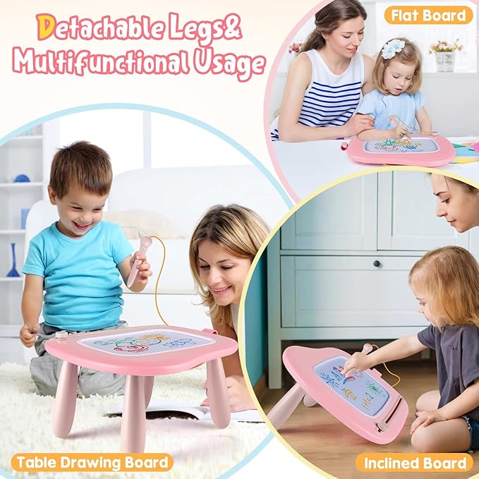 Smasiagon Magnetic Drawing Board for Kids- Girls Toys for Toddler 1-3 - Portable Doodle Board Educational Toys for Ages 2-4 - Birthday Gift Easter Basket Stuffers（Pink