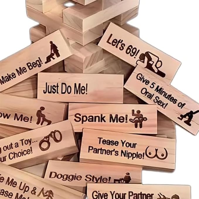 Lust Tower-48Pcs Super Naughty Block Tower Game,Valentine Tumbling Tower Stacking Blocks Game