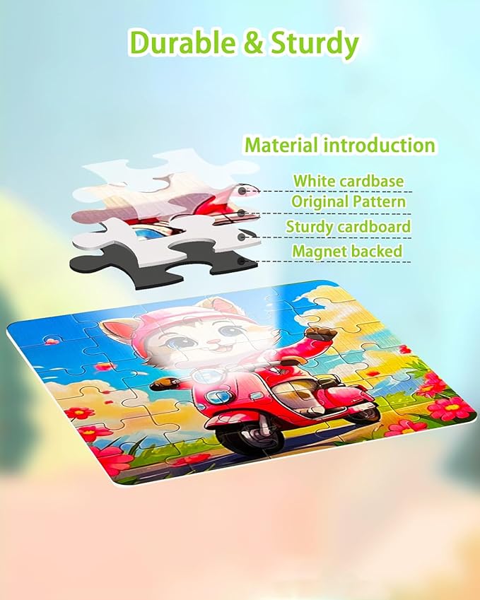 Magnetic Puzzles for Kids Ages 4-8, 3 in 1 Toddler Travel Puzzles, Animal Car Activities Toy for Boys Girls 4-6, Preschool Learning Toy for Kids 3-8 Year (Bike)