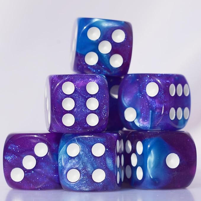 10 PC D6 dice 16mm Acrylic Dice Set for RPG MTG DND Dice Table Games and Board Games (Purple + Blue)