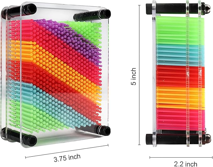 3D Pin Art Toy - Unique Plastic Colorful Pin Art Board for Kids, 3.7 * 5''Desk Board Game Inspire Imagination 3D Pin Impression Sculpture Needle Toys for Children