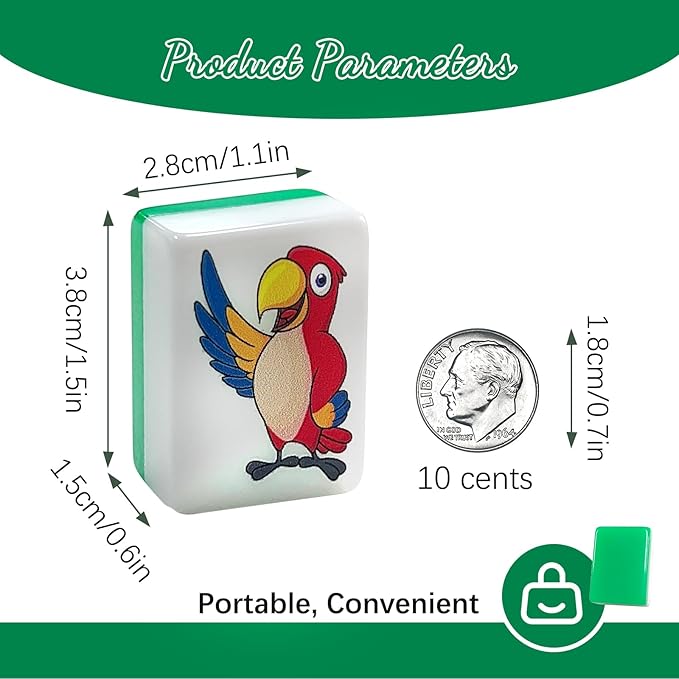 Seaside Escape Game Blocks, Mahjong Tile Game Sets with 49 Tiles 38mm Pet and Food Pattern with Grey Bag.