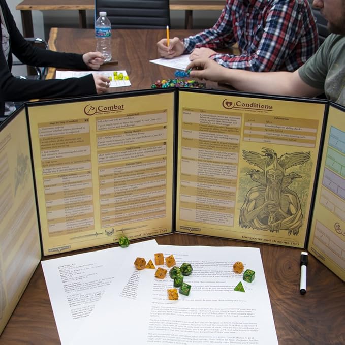 Stratagem The Master's Tome 4-Panel Customizable GM Screen with Free Inserts – Dry Erase, Dungeon & Game Master Accessory for Tabletop RPG Campaigns (Green)