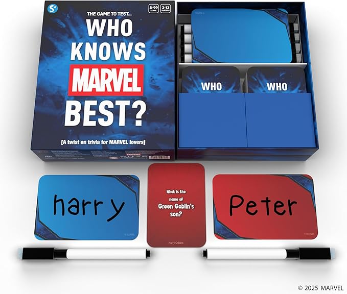 Skillmatics Card Game - Who Knows Marvel Best, Family Party Game for Boys, Girls, Teens, Adults Who Love Avengers, Spiderman, Iron Man, Hulk, Fun for Game Night, Gifts for Ages 8, 9, 10 and Up