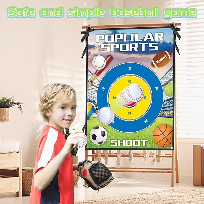 3-in-1 Soccer Football Baseball Gifts-Indoor Outdoor Backyard Toss Soccer Football Baseball Toys Game Set-Gift for 3-12 Year Old Boy Toys Birthday (3-in-1 Game Set No Stand)