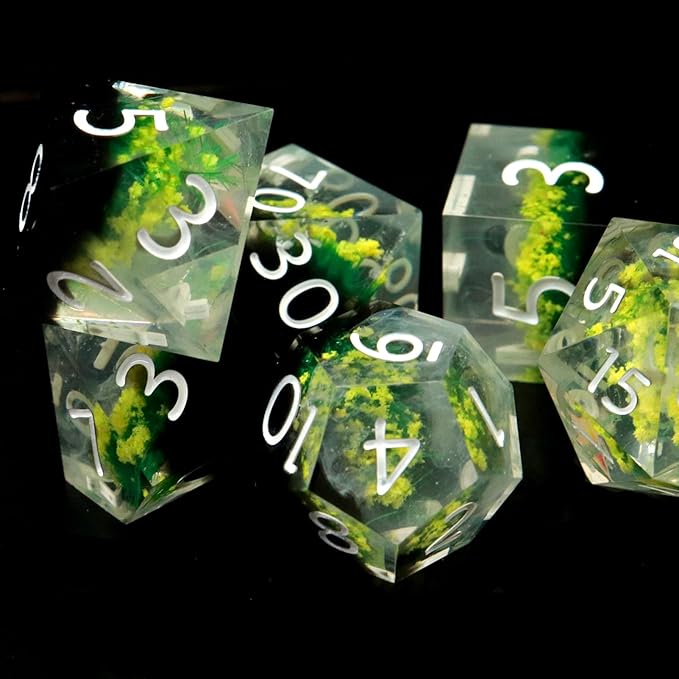 Haxtec DND Dice Set Sharp Edge Resin Dice Set with Dice Case, Flower D and D Dice, Polyhedral D&D Dice Set for Dungeons and Dragons TTRPGs DND Gift