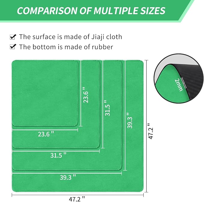 Square Large Tabletop Game Playmat,Used for Playing Poker,Mahjong,Playing Cards,and Role-Playing Games, with Thick Seam Edge,Waterproof,and Anti Slip(100 * 100cm*2mm) Green