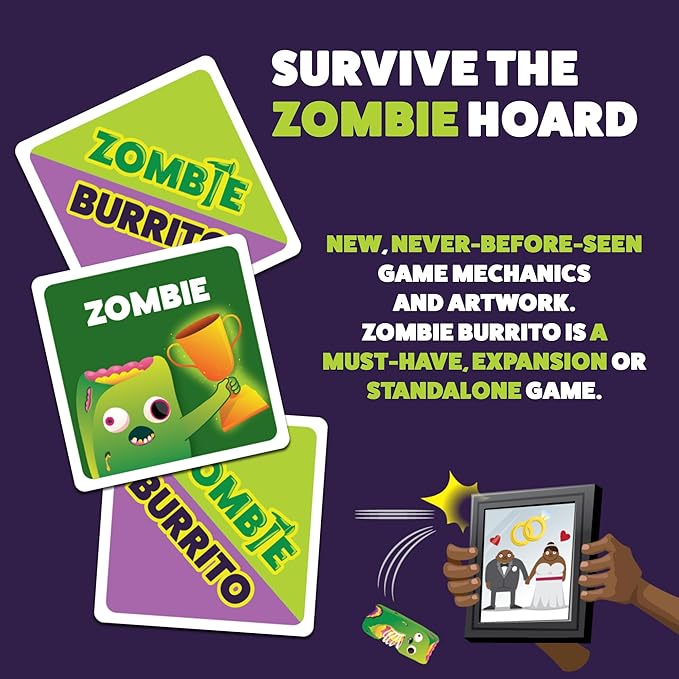 Zombie Burrito by Exploding Kittens - 3-6 Players - Ages 7+ - 15 Minutes to Play - Dodgeball Zombie Card Game - Party Game, Ideal for Family Night, Kid and Adult