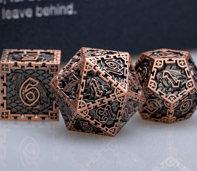 ARUOHHA DND Metal Dice Set with Gift Box, Role Playing Game 6 Sided Polyhedra Dice Set for RPG Board Games, D and D Dice D20 D12 D10 D8 D6 D4