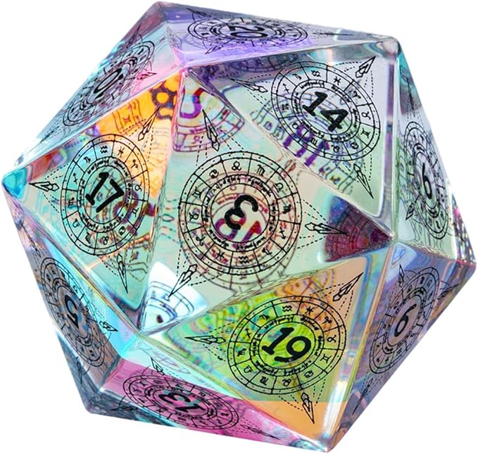 UDIXI 30mm Prism Glass D20 Dice Large Polyhedral Dice RPG 20 Sized DND Dice for Dungeons and Dragons Role Playing Games Tabletop Games,D&D