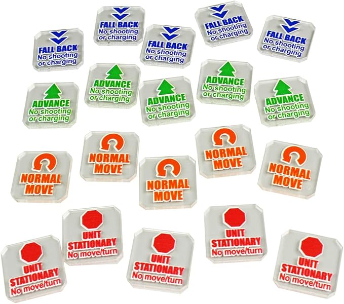 LITKO Upgrade Tokens | Compatible with Warhammer 10th Edition | Half-Strength | Battle Shocked | Wound | Movement | Modifier | WH40Kv10 (Movement Tokens)