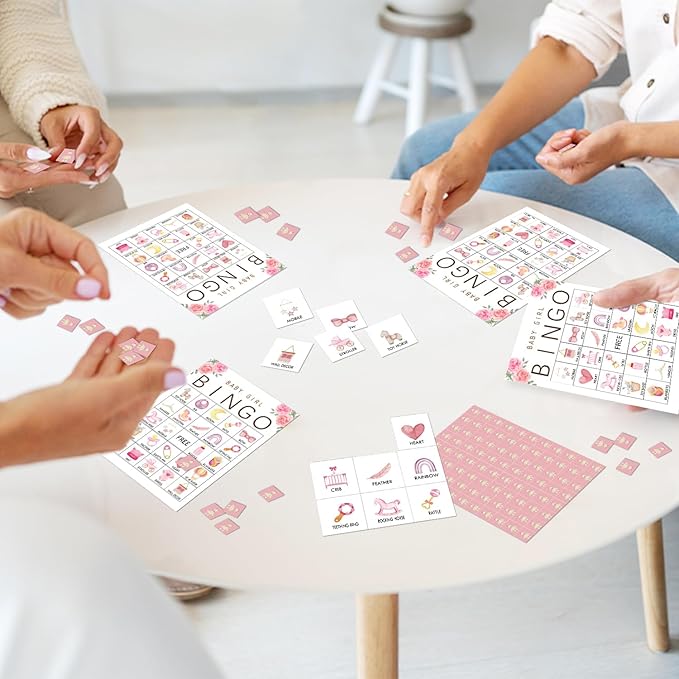Shower Games Bingo Party Game for Gender Reveal Party Pregnancy Announcement 24 Players Bingo Game Cards Party Games Favors Decor for Friends Family Party Holiday Activities Supplies Bingo Game- JK107
