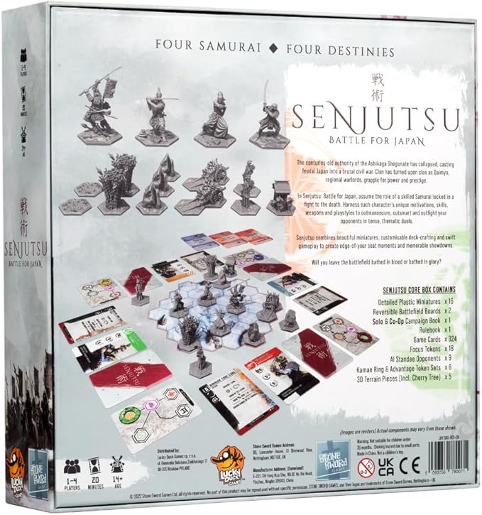 Senjutsu: Battle for Japan - Samurai Dueling Game with Miniatures and Deck Crafting, Strategy Game for Kids and Adults, Ages 14+, 1-4 Players, 15-20 Min Playtime, Made by Lucky Duck Games