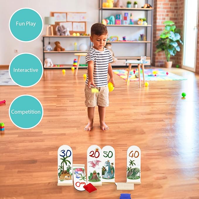 Bean Bags Kids Throwing Game Toss Game for Kids with 6 Wooden Scores Boards and 3 Bean Bags for Toddler Children Outdoor Garden Party Carnival Sports Day Toys