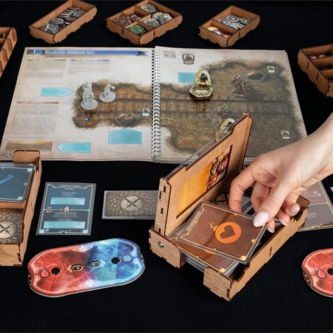SMONEX Organizer Compatible with Gloomhaven Jaws of The Lion - Convenient Board Game Organizer Box with Four Player Trays