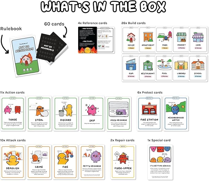 Not So Neighborly Card Game - Family Friendly Game Perfect for Game Nights - for Ages 7 and Up