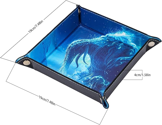 Dice Rolling Tray D&D Folding Square DND Dice Trays PU Leather Desk Organizer Accessory Case for Desktop Storage and RPG Board Games, Jewelry Valet Tray for Women and Men