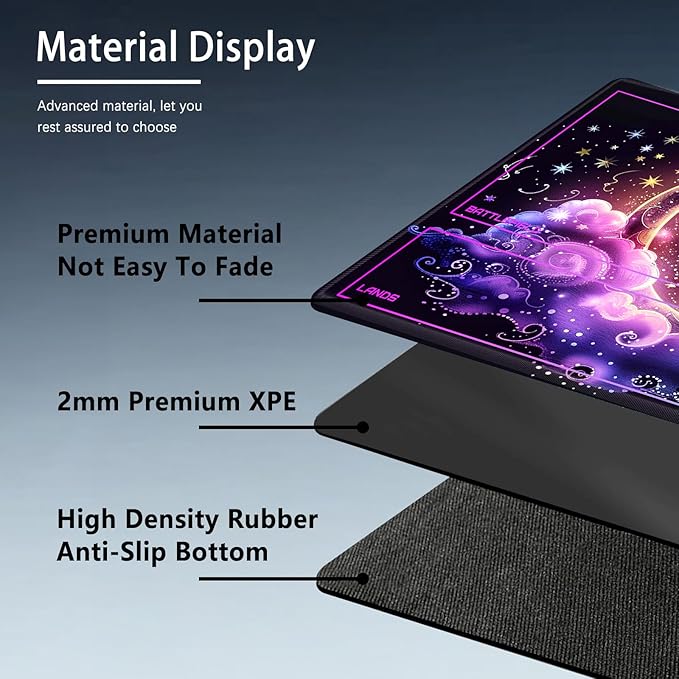 MTG Playmat Size 23.6x13.8in with Storage Bags Portable Playmat TCG and Board Game Mat for Cards Rubber Base Slip-Resistant Mousepad Desk Mat (Pink Cloudy Moon,with Zone)