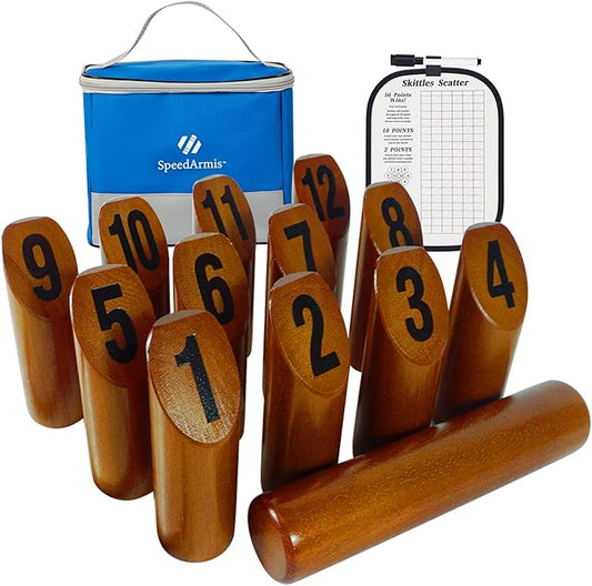 Wooden Throwing Game - 12 Numbered Block Toss Games Set with Scoreboard & Carrying Case, Indoor Tailgating Bowling Yard Activity‌ for Teens Adults Family