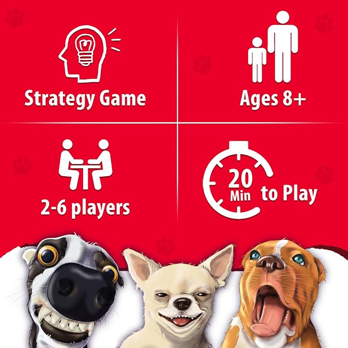 Hilarious Card Game with Crazy Dogs, Travel & Family Friendly Party Game for Kids, Teens & Adults, Tic Tac Toe with a Twist, Fast & Fun, Gifts for Board Game Lovers Ages 8, 9, 10 & Up