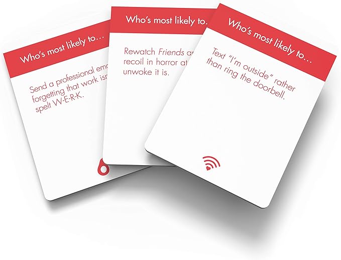Bubblegum Stuff Millennial AF Game - Who's Most Likely to? Card Game - Find Out Who is The Most Millennial - Suitable for Adults and Teenagers