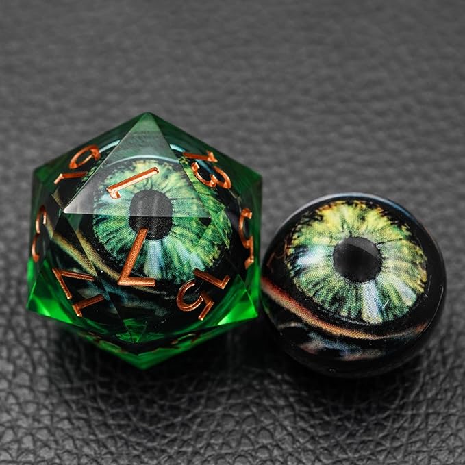 Dungeons and Dragons DND Dice D20, Moving Eyeball Liquid Core Dice Set D&D 33MM Oversized D20 Single Sharp Edge Resin dice with Gift Case, Polyhedral Dice for Role Playing Game