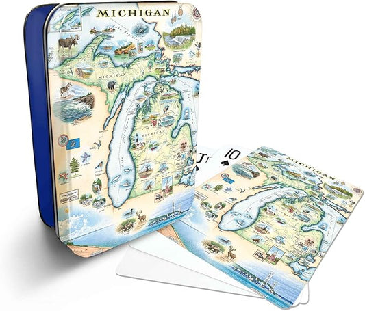 Michigan State Map Standard 52-Deck Playing Cards - Official Vegas Poker Size