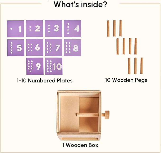 Wooden Counting Peg Board: Count & Drop Box | Montessori Learning Toy for Toddlers | Preschool Developmental Toy for Math, Fine Motor Skills & STEM Learning | Gifts for 2+ Years