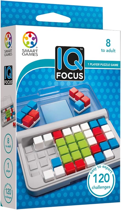 SmartGames IQ Focus Cognitive Skill-Building Travel Game with Portable Case featuring 120 Challenges for Ages 8 - Adult