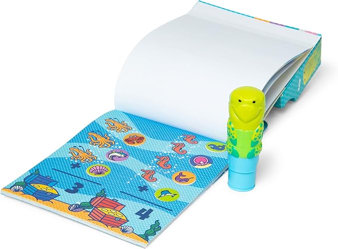 Melissa & Doug Sticker Wow!™ Sea Turtle Bundle: 24-Page Activity Pad, Sticker Stamper, 500 Stickers, Arts and Crafts Fidget Toy Collectible Character