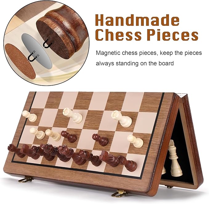 Chess Set,Chess Board,Magnetic Chess Board Set for Adults,Classic Handcrafted Game Board,Ideal for Home and Travel