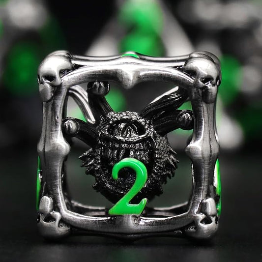 Beholder Dice Set DND, Dragon Eye Dice, ZHOORQI 7PC/Set Polyhedral Dices for Dungeons and Dragons, RPG, Eye Monster D&D Gifts（Eye -Green Number）