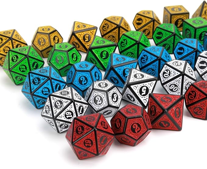 DND Dice Set 35 Pcs Polyhedral Dungeons and Dragons Rolling Dice for D&D RPG MTG Table Games Dice Bulk with Colorful Drawstring Bags and Dice Tray (Retro)