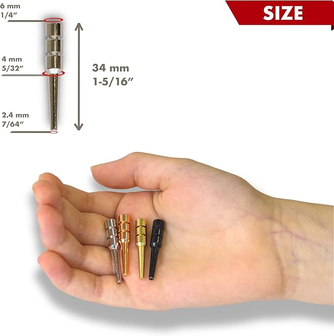 Metal Cribbage Pegs for Cribbage Board Game. Work with Regular Peg Board 1/8 Hole Size Like Bicycle Board Games. Pack of 8 Crib pegs.
