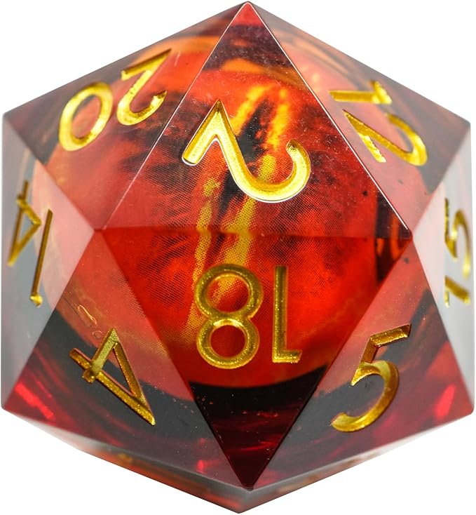 Dungeons and Dragons DND Dice D20, Moving Eyeball Liquid Core Dice Set D&D 33MM Oversized D20 Single Sharp Edge Resin dice with Gift Case, Polyhedral Dice for Role Playing Game