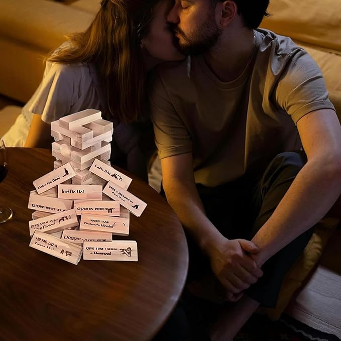 Lust Tower - 48Pcs Super Naughty Block Tower Game, Fun Date Night Activities, Valentine Tumbling Tower Stacking Blocks, Date Night Party Game (1 Set)