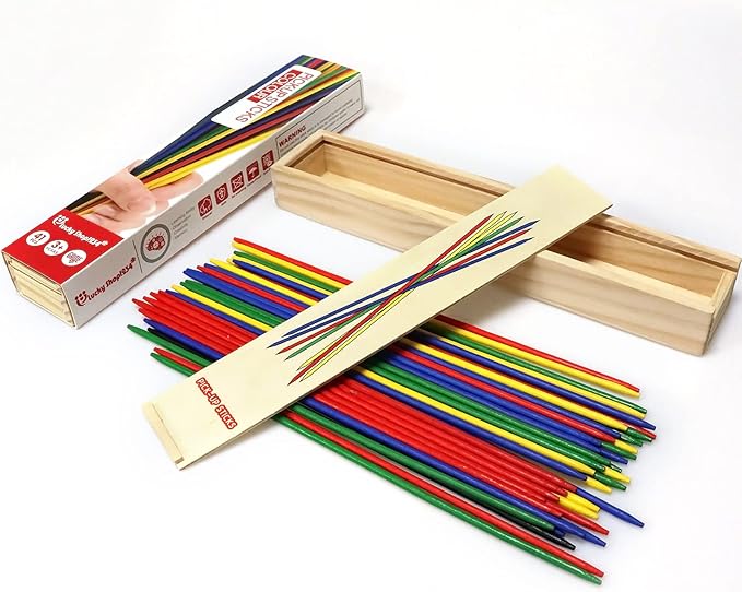 Classic Wooden Thin Pick Up Stick Game 41 Pieces Fun Family Game Gift Idea 9.8 Inch Long