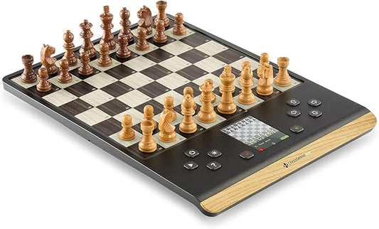 Millennium Electronic Chess Board - ChessGenius Pro Wood Edition - Beginner to Advanced - Interactive Strategy & Learning - Handcrafted Wood Pieces - AI Chess Board - User Friendly - LCD Display