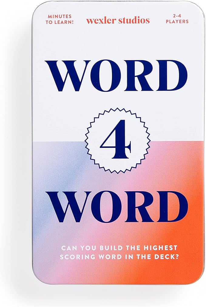 Galison Wexler Studios Word 4 Word – Fun Spelling Card Game for Adults and Kids Perfect for Travel and Family Game Night, 2-4 Players