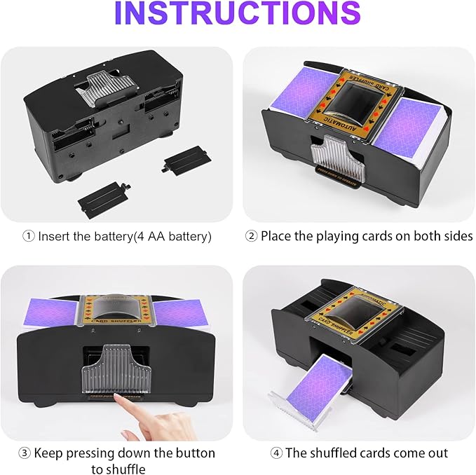 Automatic Card Shuffler 2 Deck,Battery-Operated Electric UNO Poker Shuffler,Playing Card Shuffler for Home Card Game,Travel