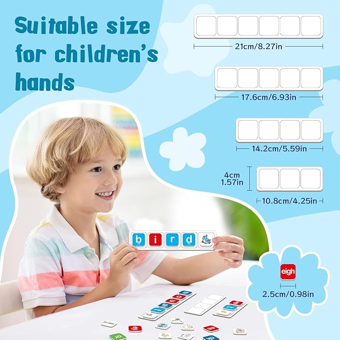 Magnetic Letter Tiles, Phonics Spelling Games Speech Therapy Phonemic Awareness Alphabet Fridge Magnets Learn to Read Science Reading Manipulative Elkonin Box Preschool Kindergarten Classroom