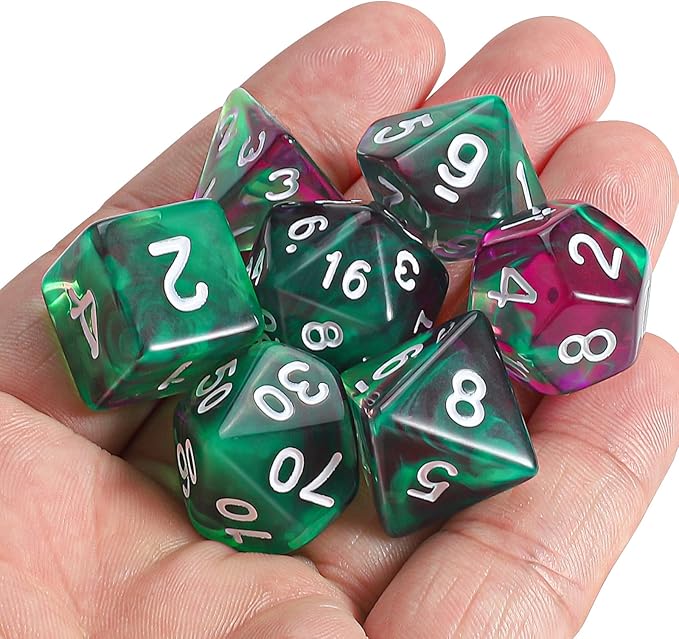 CiaraQ DND Polyhedral Dice Set with a Black Dice Bag for D&D RPG MTG Role Playing Table Games