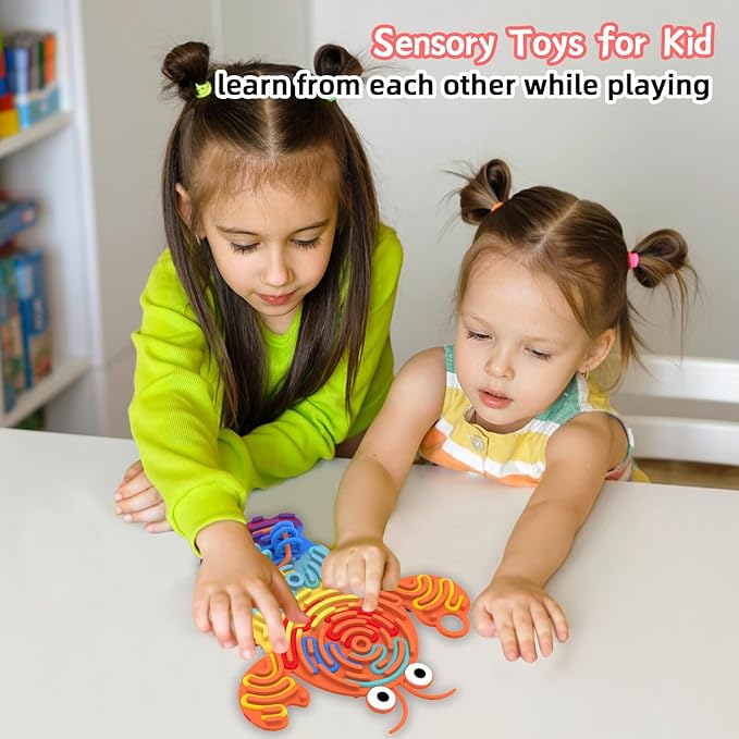 Silicone Sensory Activity Board,Double-Sided Busy Board for Fine Motor Skill,Fidget Toy for Calming, Stress, Anxiety, ADHD, Autism, Silent, No Mess, Kids 3+ & Adults(Lobster,Colorful)