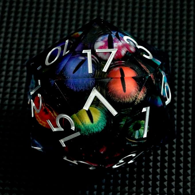 Dungeons and Dragons Dice D20,85mm Dragon Eye D20,Liquid Core Dice for TTRPG